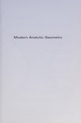 Cover image for Modern analytic geometry