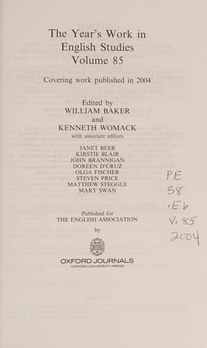 Cover image for The year's work in English studies