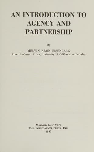 Cover image for An introduction to agency and partnership