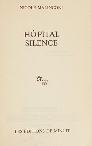 Cover image for Hôpital silence