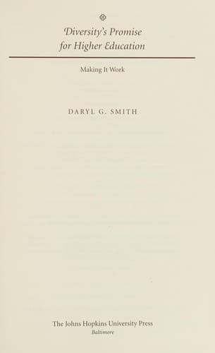 Cover image for Diversity's promise for higher education