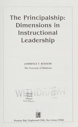 Cover image for The principalship