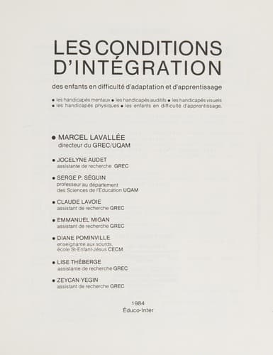 Cover image for Les conditions d'intégration