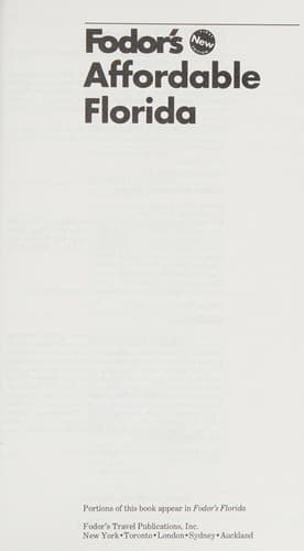 Cover image for Fodor's affordable Florida.