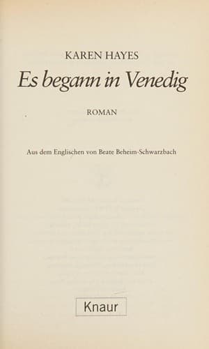 Cover image for Es begann in Venedig.