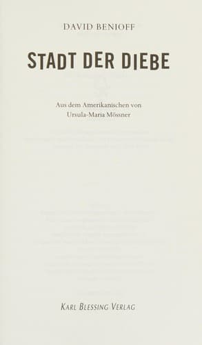 Cover image for Stadt der Diebe
