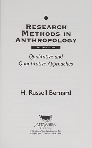 Cover image for Research methods in anthropology: Qualitative and quantitative approaches