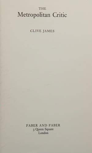 Cover image for The metropolitan critic.
