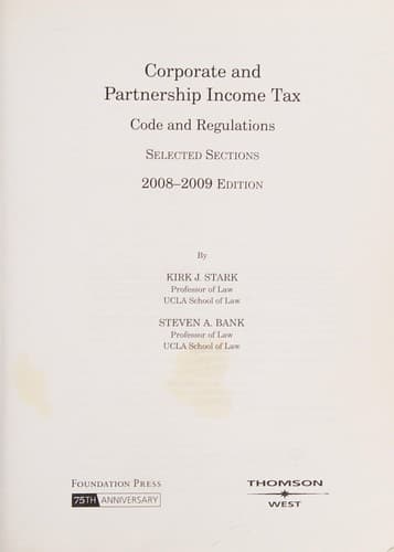 Cover image for Corporate and partnership income tax code and regulations