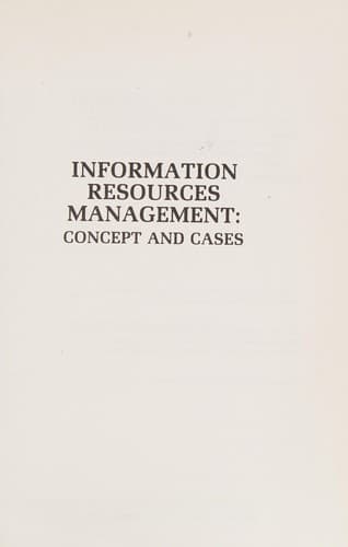 Cover image for Information resources management