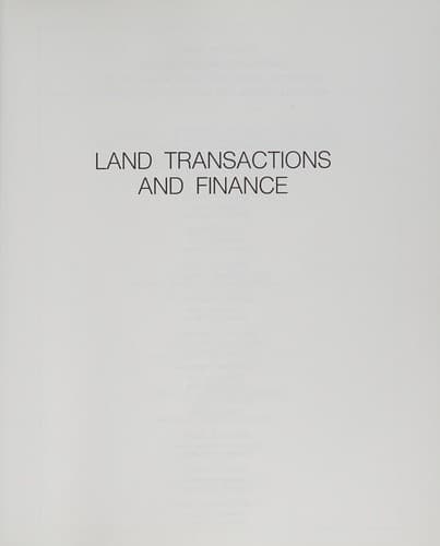Cover image for Land transactions and finance