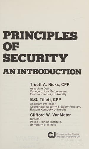 Cover image for Principles of security