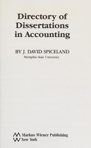 Cover image for Directory of dissertations in accounting