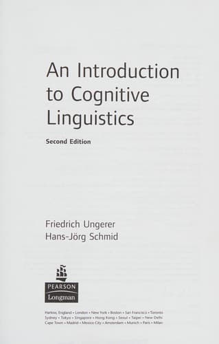 Cover image for An introduction to cognitive linguistics