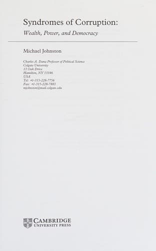 Cover image for SYNDROMES OF CORRUPTION.
