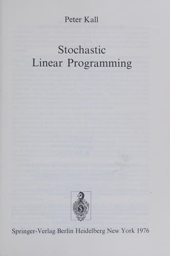 Cover image for Stochastic linear programming