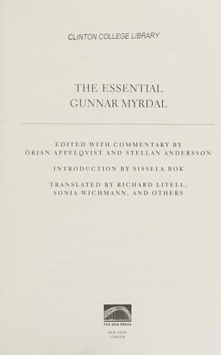 Cover image for The essential Gunnar Myrdal
