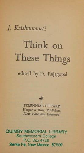 Cover image for Think on These Things