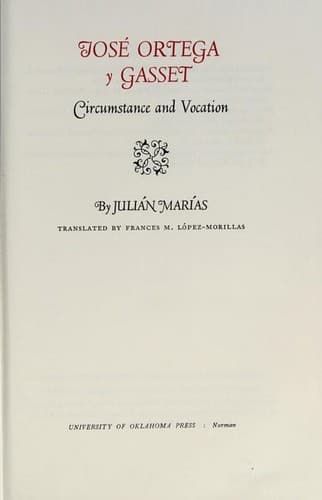 Cover image for José Ortega y Gasset, circumstance and vocation