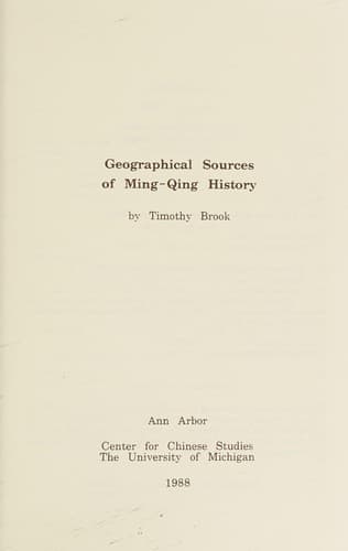 Cover image for Geographical sources of Ming-Qing history