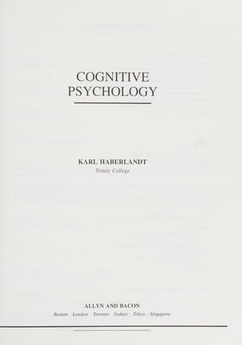 Cover image for Cognitive psychology
