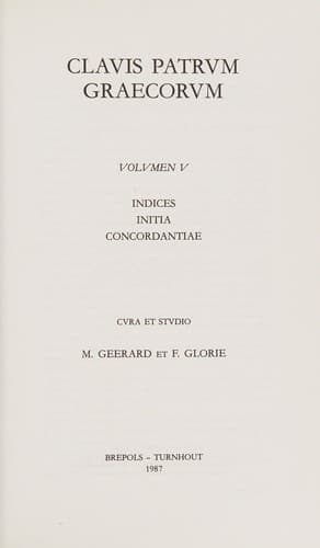 Cover image for Clavis patrum graecorum