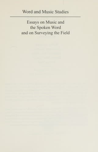 Cover image for Word and music studies