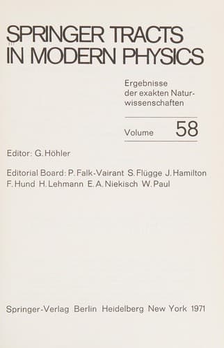 Cover image for Springer tracts in modern physics