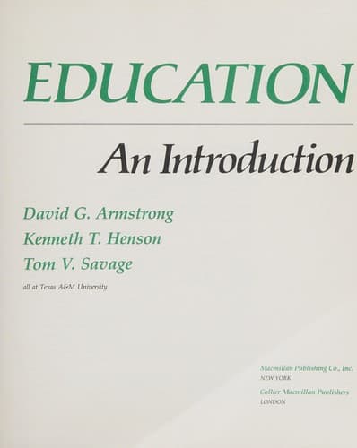 Cover image for Education, an introduction