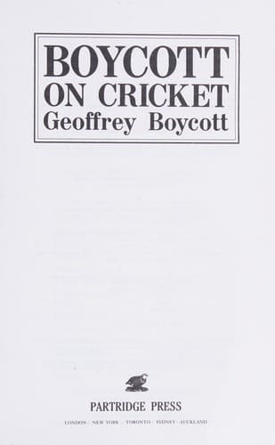 Cover image for Boycott on cricket