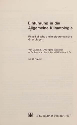 Einführung in die allgemeine Klimatologie