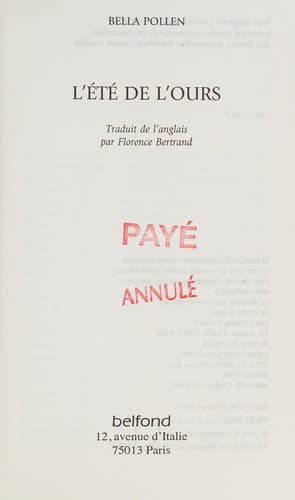 Cover image for L'été de l'ours