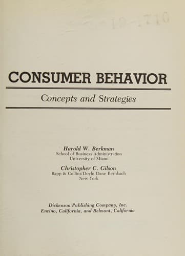 Cover image for Consumer behavior