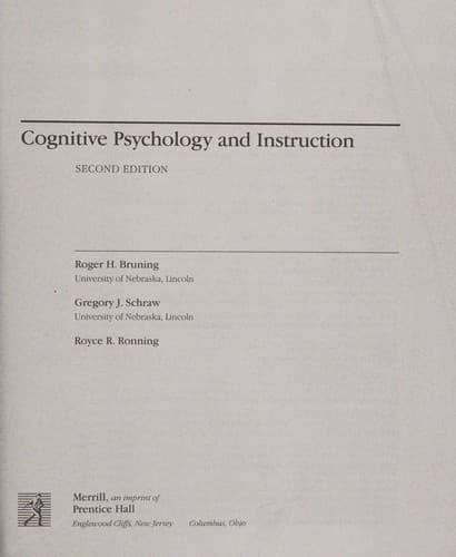 Cover image for Cognitive psychology and instruction