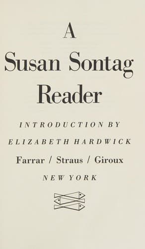 Cover image for A Susan Sontag reader