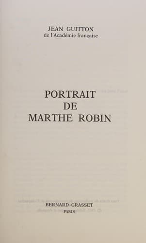 Cover image for Portrait de Marthe Robin