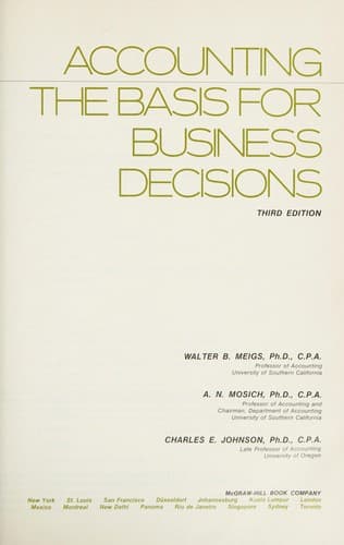 Cover image for Accounting: the basis for business decisions