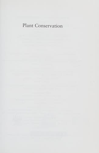 Cover image for PLANT CONSERVATION: AN ECOSYSTEM APPROACH.