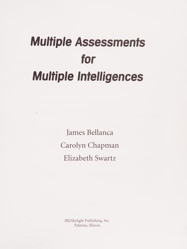 Cover image for Multiple assessments for multiple intelligences