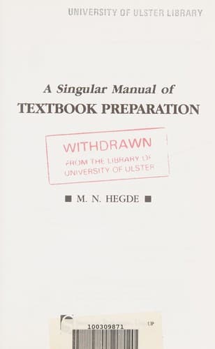 Cover image for A Singular manual of textbook preparation