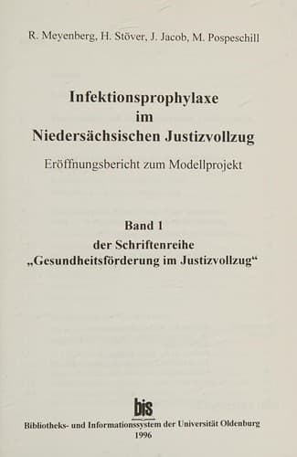 Cover image for Infektionsprophylaxe im niedersächsischen Justizvollzug