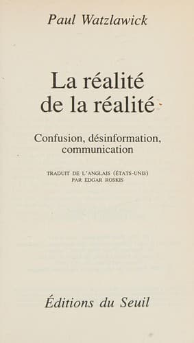 Cover image for La réalité de la réalité
