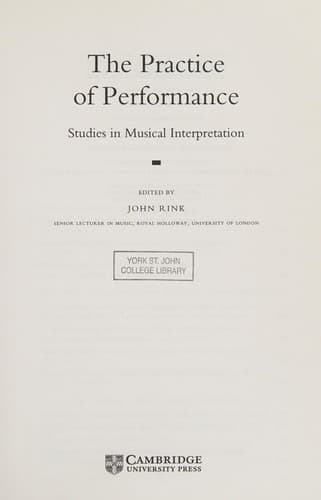 Cover image for The Practice of performance