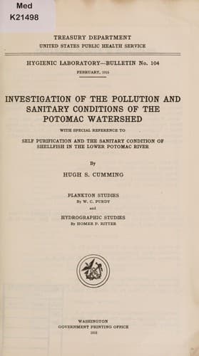 Investigation of the pollution and sanitary conditions of the Potomac watershed