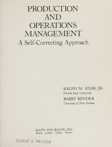 Cover image for Production and operations management