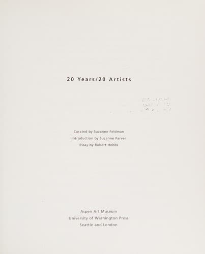 Cover image for 20 Years/20 Artists