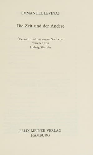 Cover image for Die Zeit und der Andere.