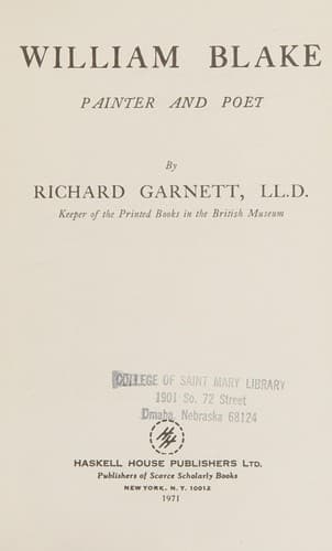 Cover image for William Blake; painter and poet.