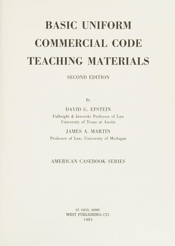 Cover image for Basic uniform commercial code teaching materials