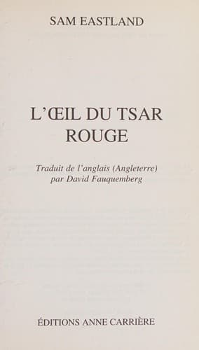 Cover image for L'oeil du tsar rouge